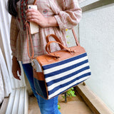 STRIPED MINI DUFFLE SLING