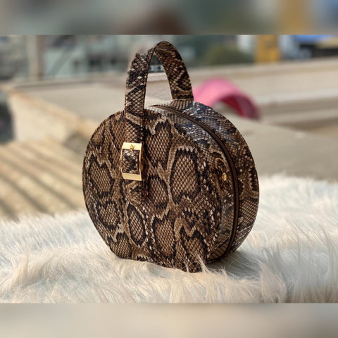 Snake print round bag hot sale